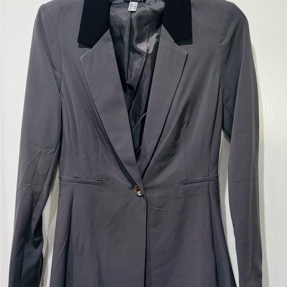 VENUS Charcoal Blazer with Black Contrast Collar